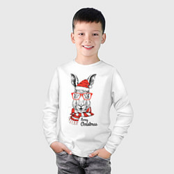 Лонгслив хлопковый детский Santa Rabbit - Merry Christmas!, цвет: белый — фото 2