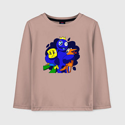 Лонгслив хлопковый детский Радужные друзья: все персонажи, цвет: пыльно-розовый