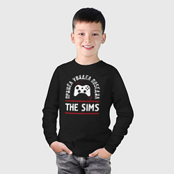Лонгслив хлопковый детский The Sims: пришел, увидел, победил, цвет: черный — фото 2