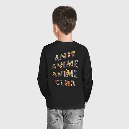 Детский лонгслив Anti anime anime club / Черный – фото 4