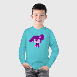 Лонгслив хлопковый детский Фиолетовый зайка, цвет: бирюзовый — фото 2