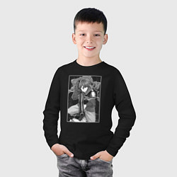 Лонгслив хлопковый детский Опасный Кэряу, цвет: черный — фото 2