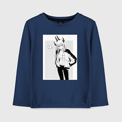 Лонгслив хлопковый детский Человек-бензопила Пауэр, цвет: тёмно-синий