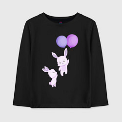 Лонгслив хлопковый детский Милые крольчата с воздушными шарами, цвет: черный