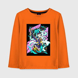 Лонгслив хлопковый детский Ребекка на роликах -Киберпанк, цвет: оранжевый