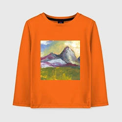 Лонгслив хлопковый детский Арт Утро в горах, цвет: оранжевый
