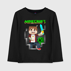 Лонгслив хлопковый детский Майнкрафт криппер, цвет: черный
