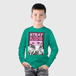 Лонгслив хлопковый детский Stray Kids boy band, цвет: зеленый — фото 2