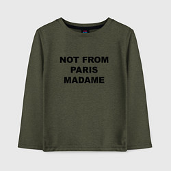 Лонгслив хлопковый детский Not from Paris madame, цвет: меланж-хаки