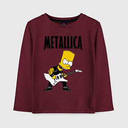 Лонгслив хлопковый детский Металлика Барт Симпсон, цвет: меланж-бордовый