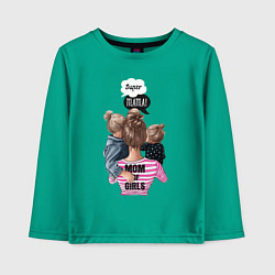 Лонгслив хлопковый детский Super Mama!, цвет: зеленый