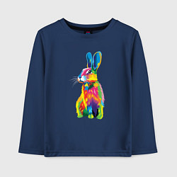 Лонгслив хлопковый детский Кролик в стиле поп-арт, цвет: тёмно-синий