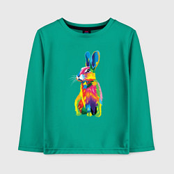 Лонгслив хлопковый детский Кролик в стиле поп-арт, цвет: зеленый
