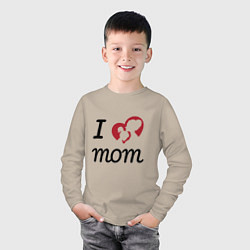 Лонгслив хлопковый детский Mom - Love You, цвет: миндальный — фото 2