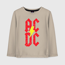 Лонгслив хлопковый детский AC DC logo, цвет: миндальный