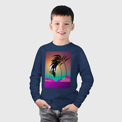 Лонгслив хлопковый детский Palms space purple, цвет: тёмно-синий — фото 2