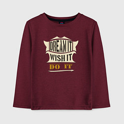 Лонгслив хлопковый детский Dream it, Wish it, Do it, цвет: меланж-бордовый
