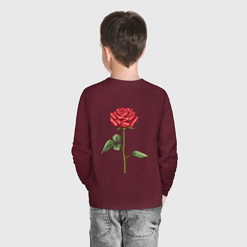Детский лонгслив Роза красная / Меланж-бордовый – фото 4
