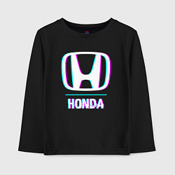 Лонгслив хлопковый детский Значок Honda в стиле glitch, цвет: черный