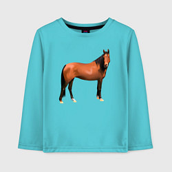 Лонгслив хлопковый детский Теплокровная лошадка, цвет: бирюзовый