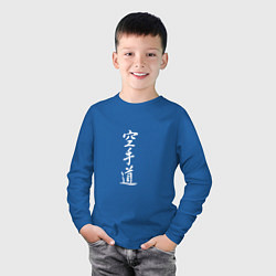 Лонгслив хлопковый детский Белый символ карате, цвет: синий — фото 2
