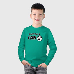 Лонгслив хлопковый детский Фанат футбола надпись, цвет: зеленый — фото 2