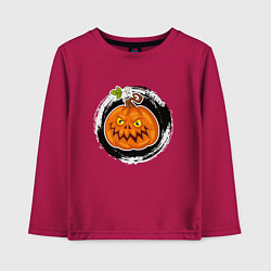 Лонгслив хлопковый детский Мультяшная злая тыква Хэллоуин, цвет: маджента