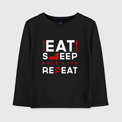 Детский лонгслив Надпись eat sleep Half-Life repeat