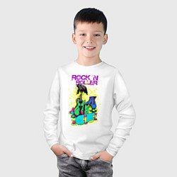 Лонгслив хлопковый детский Граффити рок-н-роллер, цвет: белый — фото 2