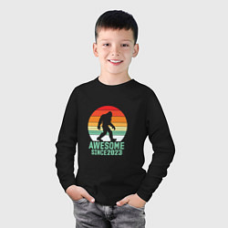 Лонгслив хлопковый детский Awesome since 2023, цвет: черный — фото 2