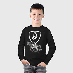 Лонгслив хлопковый детский Lamborghini F1 - Italy, цвет: черный — фото 2