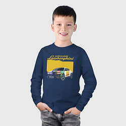 Лонгслив хлопковый детский Lamborghini Urus - Italy, цвет: тёмно-синий — фото 2