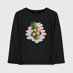 Детский лонгслив Лето - ананас в наушниках и очках