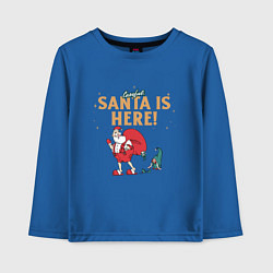 Лонгслив хлопковый детский Careful Santa is here, цвет: синий