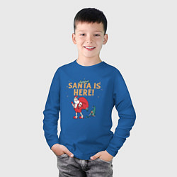 Лонгслив хлопковый детский Careful Santa is here, цвет: синий — фото 2