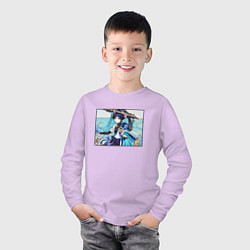Лонгслив хлопковый детский Скарамучча Геншин импакт, цвет: лаванда — фото 2