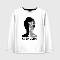 Лонгслив хлопковый детский Джон Леннон - портрет, цвет: белый