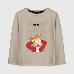 Лонгслив хлопковый детский Футурама 2023, цвет: миндальный