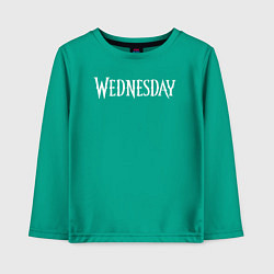 Лонгслив хлопковый детский Wednesday Logo, цвет: зеленый