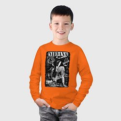 Лонгслив хлопковый детский Nirvana bleach, цвет: оранжевый — фото 2