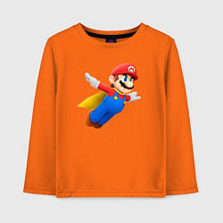 Лонгслив хлопковый детский Марио в полёте, цвет: оранжевый