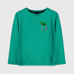 Лонгслив хлопковый детский Карманный крипер с киркой, цвет: зеленый