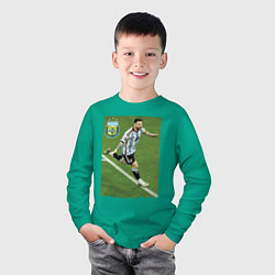 Лонгслив хлопковый детский Argentina - Lionel Messi - world champion, цвет: зеленый — фото 2