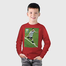 Лонгслив хлопковый детский Argentina - Lionel Messi - world champion, цвет: красный — фото 2