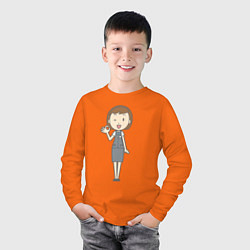 Лонгслив хлопковый детский Офисная леди согласна, цвет: оранжевый — фото 2