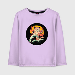 Лонгслив хлопковый детский Большой японский кот с суши, цвет: лаванда