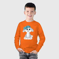 Лонгслив хлопковый детский Зайка в кепке, цвет: оранжевый — фото 2