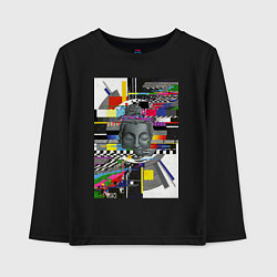 Лонгслив хлопковый детский Будда телепомехи, цвет: черный