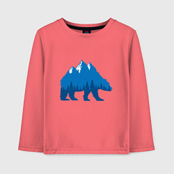 Лонгслив хлопковый детский Bear mountains, цвет: коралловый