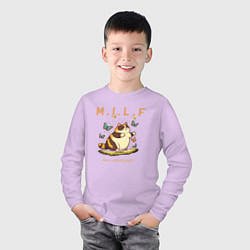 Лонгслив хлопковый детский Man I Love Felines, цвет: лаванда — фото 2
